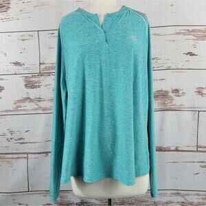 Coolibar Women's Match Point Long Sleeve Henley Top Blue UPF 50+ XXL